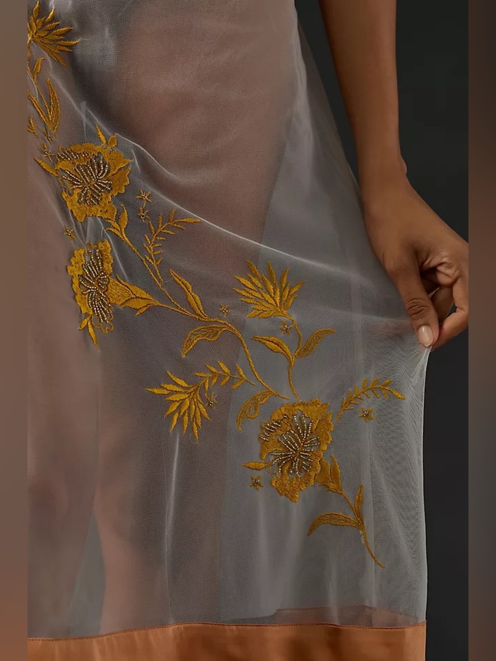 NWT Anthropologie Embroidered Sheer Midi Skirt Size Medium - Picture 2 of 6